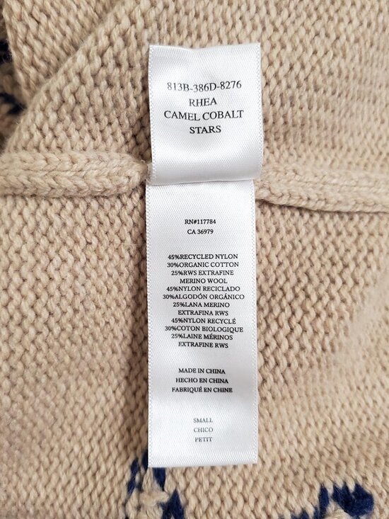 RAILS Womens Rhea Sweater Small Camel Cobalt Stars Full Zip Cardigan Wool Blend - Picture 15 of 15